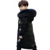 INS boy cotton coat winter plus velvet thick cotton jacket Embroidered breast badge with large fur collar boys coats winter LJ201202