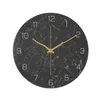 Nordic Style Marmor Mönster Väggklocka Rund Tystmetall Modig Enkel Silent Klocka Hem Rumsinredning Design Timer H1230