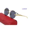 Gafas de sol de cuerno de búfalo para hombre y mujer, gafas de sol deportivas sin montura con lentes rojas, marco de Metal francés