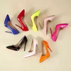 2022 New Design Plus Size Sexy Steel Toe Hot Pink Thin High Heel Shoes Bridal Club Pumps Stiletto for Women