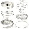 6 stycken set armarmband för kvinnor flickor guld färg mental öppen övre arm armband armband enkel justerbar armlett armband set y1205m