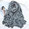 Szaliki wełniane szal kobiety luksusowy klasyczny czarny biały houndstooth długi szalik Cape miękka moda ciepła dla damy3018726