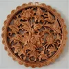 Woodcarving Pingente Decoração de Parede Cânfora De Madeira Rodada Cinzeladura Crafts 28 cm 201125