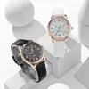 Mode Kvinnor Klockor Lyxig Tjej Casual Armbandsur Leather Band Crystal Rhombus Double Color Ring Ladies Quartz Watch