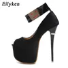 Eilyken Spring Sexy Woman Pumps 플랫폼 발 뒤꿈치 파티 Peep Toe Hook Loop Pumps 신발 웨딩 빨간 검은 크기 34 40 LJ200928