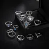 Anelli in argento antico Cuore Elefante Tartaruga Corona Impilabile Knuckle Ring Set diamante Midi Ring gioielli moda donna Regalo Will e Sandy