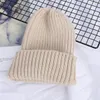 Novo inverno cor sólida cor de lã malha beanie mulheres moda casual chapéu quente fêmea macio engrossar cobertura de cobertura