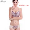 Slimgril Feminino Sexy Bra Bra Conjunto Floral Push Up Up Bra Ajuste Brief Sets Feminino Grande tamanho A B C D Copa íntima T200602