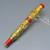 Hoge kwaliteit JINHAO Pen Zwart en Gouden Dubbele Draak Embossment Rollerball Briefpapier kantoor schoolbenodigdheden Schrijven glad Gift pennen