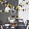 Or noir argent fanion bannière suspendus paillettes papier tirer drapeau guirlande mariage fête d'anniversaire décor 20220303 Q2