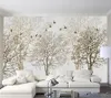 Пользовательские обои 3d фото росписью простые европейские деревья абстрактные ручные росписью спальня телевизор фон стена бумаги декоративная картина1