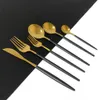 36 pezzi Black Gold Set di posate in acciaio inox 18/10 Set di stoviglie per cena posate coltello forchetta cucchiaio stoviglie da cucina argenteria 201116