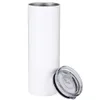 US CA Lokalt lager 20 oz Sublimering Raka Tumblers Blanks Vita Rostfritt stål Vakuumisolerade Slim DIY 20 oz kopp Bil kaffemuggar Vita