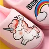 nieuwe cartoon regenboog eenhoorn slippers kinderen slipper winter skidproof baby thuis indoor jongens meisjes warme katoenen slipper kinderschoen 201113