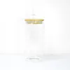 Sublimación local de almacén 16 oz Vumor de vidrio esmerilado transparente puede las lentejuelas creativas pueden dar forma al café de bebidas de verano con tapa de madera y paja de plástico Z11