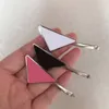 Hot Metal Triangle Hair Clip with Stamp Women Girl Triangle Letter Barrettes Fashion Hair Accessories High Quality