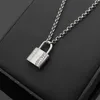 Europe America Fashion Women Lady Titanium Steel Thick Chain Necklace Engraved V Intials Double Row Diamond Lock Charm7708190