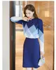 2021 A Line Korean Autumn Women Geometry Pullover långärmad stickad tröja Bodycon midi kjol Set Women Dresses Two Piece Outfits