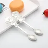 2pcs / Set Couple en acier inoxydable Cuillère à café Dessert Glace Cuillère à thé Cuillère de cuisine Vaisselle Fournitures de mariage Cadeau H jllusx