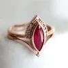 Cluster Ringen Natuurlijke Rhombus 2 in 1 Ruby voor Vrouwen Vintage Simple Engagement Trouwring Accessoires Verjaardag Cadeau Sieraden Set