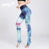 COPOZZ Gym Femmes Fitness Yoga Pantalons Slim Taille haute Sport Leggings Modèle élastique Imprimé Collants longs pour courir Contrôle du ventre 201202