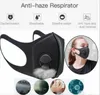 Maschera per il viso designer con valvole di respirazione filtro aria lavabile maschera per adulti riutilizzabili spugna maschera protettiva nera con imballaggio