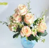 12 head rose simulation Decorative flowers wedding home decoration shooting props fake silk flower