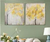 Paintings HD Abstract Canvas For Living Room Wall Art Poster 2 Pieces Retro Modern Yellow leaf tree Decoration Pictures Modu