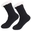 Damen-Slipper-Socken, Häkelstrick-Socken, dicke Fleece-Plüsch-Knöchel-gefütterte Socken, rutschfeste Kaschmirstrümpfe, Regen-Schneestiefel, Bodensocken E121506