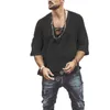 Men's T-Shirts Fashion Men Summer Casual Hippie T-Shirt Middle Sleeve Loose Beach Tee Tops Black White Apricot1