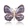 Färgglada Rhinestone Butterfly Brosch Beauty Lady Gold Zinc Alloy Crystal Exquisite Butterfly Brosch Wedding Party Gift