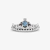 Nytt helt helt polskt band ring 925 Sterling Silver Princess Blue Tiara Ring for Women Wedding Rings Fashion Smycken 247b