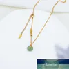Lightweight Fashion Chain Jade Pendant Clavicle Safety Buckle Necklace Women039s Jade Bead Niche Design Cold Wind Gift1695694
