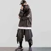 Houzhou erkek kazak hood techwear ile Harajuku hip hop grafik hoodies tişörtü kaykay ceket japon streetwear 220208