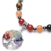 Perlen Armband 7 Chakra Yoga Kristall Stein Perlen String Gallstone Energie Armband Lebensbaum Kies Halskette Set