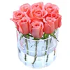 New Round 9 Holes Clear Acrylic Flower Box Makeup Organizer Valentine's Day Wedding Decor Rose Gift Box With Cover Wholesale