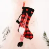 Christmas Stocking Hanging Leg Plaid Christmas Socks Santa Hanging Gift Socks Christmas Socks Gifts Bag Xmas Tree Decorations w-00461