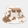 Faux Fur Fishman Cap Ladies Vintage Cow Grain Autumn Winter Thicken Warm Flat Hat Outdoor All Matched Soft Bucket Hats RRA3904
