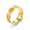 316L Edelstahl Zahlen Römische Ziffern Ring für Männer Frauen Liebhaber Eternity Ringe 6MM Schwarz Gold Silber Mode Zahlen Ringe Großhandelspreis