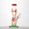 Karanlıkta Glow Heady Cam Bong 3D Mantar Baykuş Desen Su Borular Düz Perc Yağ Dab Kuleleri Dağınık Downstem Hookahs LXMD20106 ile