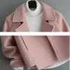 새로운 우아한 모직 코트 턴 다운 칼라 여성 겨울 단일 버튼 코트 패션 솔리드 outwear 숙녀 짧은 재킷 Ropa de Mujer 201216