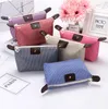 Portable women cosmetic bag fashion nylon striped makeup storage bag lady outdoor travel washing pouch coin purse phone storage cases