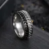 Dubbele roteerbare ketens ringvinger roestvrijstalen spinbandringen voor mannen dames hiphop mode sieraden wil en sandy