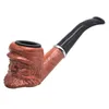 Madeira clássica feita fumar tubo barbudo homem velho com alça longa e boca lisa erva seca do tabaco queimador266e