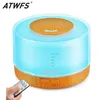 ATWFS 500ml Controle Remoto Aromaterapia Air Humidificador Ultrasonic Mist fabricante de névoa aroma Difusor de óleo essencial 7 cores LED luz Y200416