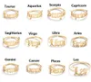 Anneaux réglables en acier inoxydable 12 Constellations lettre anneau pour femme ouverture mariage zodiaque doigt bague anniversaire bijoux cadeau