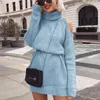 Kadın Kazak Bayan Kazak Yüksek Boyun Straplez Örme Elbise Kadın Sonbahar Ve Kış Katı Renk İnce Uzun Kazak