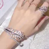 Temperament Fashion Luxury Gold Feather Bracelet Silver Brand Women039s Jewelry AAA Zircon Shines Romantic Classic Party St1999899