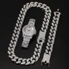 3PCSset Men Hip Hop Iced Out Bling Chain Collier Bracelets Watch 20 mm Largeur Colliers Colliers Hiphop Charm bijoux Cadeaux18309925