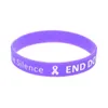 100pcs koniec przemocy domowej Silence gumowa bransoletka wypełniona logo fioletowe rozmiar dla dorosłych Prezenta
